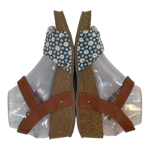 Rocket Dog Blue Brown Low Wedge Open Toe Ankle Strap Sandals Size 8 - Picture 6 of 9